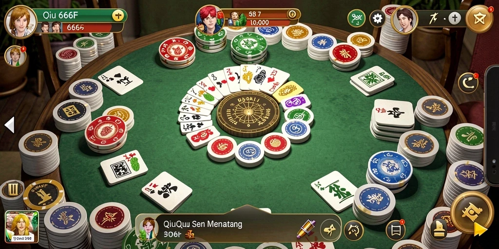Screenshot menunjukkan aksi intens permainan QiuQiu 666F.