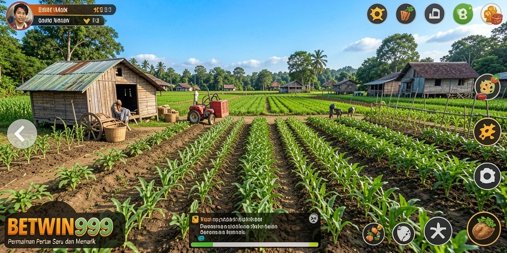 Gameplay BETWIN999 menampilkan aktivitas pertanian yang menarik dan interaktif.