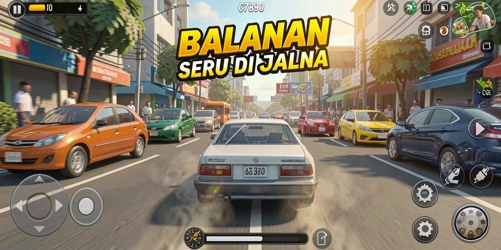 Tampilan gameplay C7890 yang seru dan mendebarkan dalam balapan.