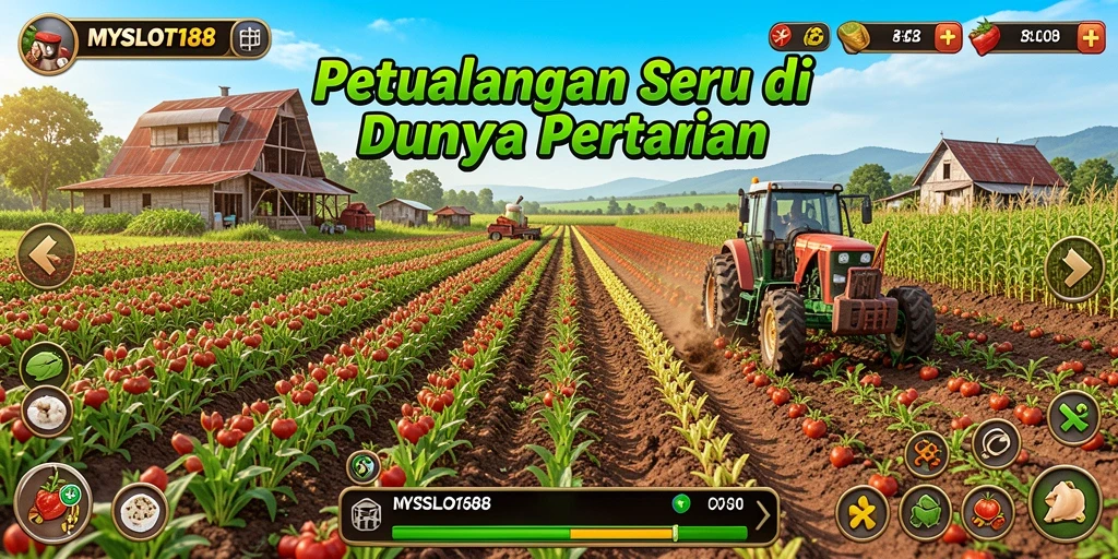 Tangkapan layar gameplay MYSLOT188 menampilkan aktivitas pertanian yang menyenangkan.