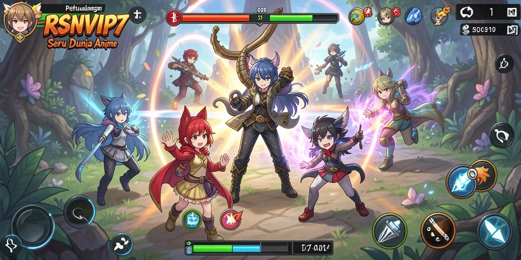 Tangkapan layar gameplay RSNVIP7 menunjukkan aksi seru karakter Anime.
