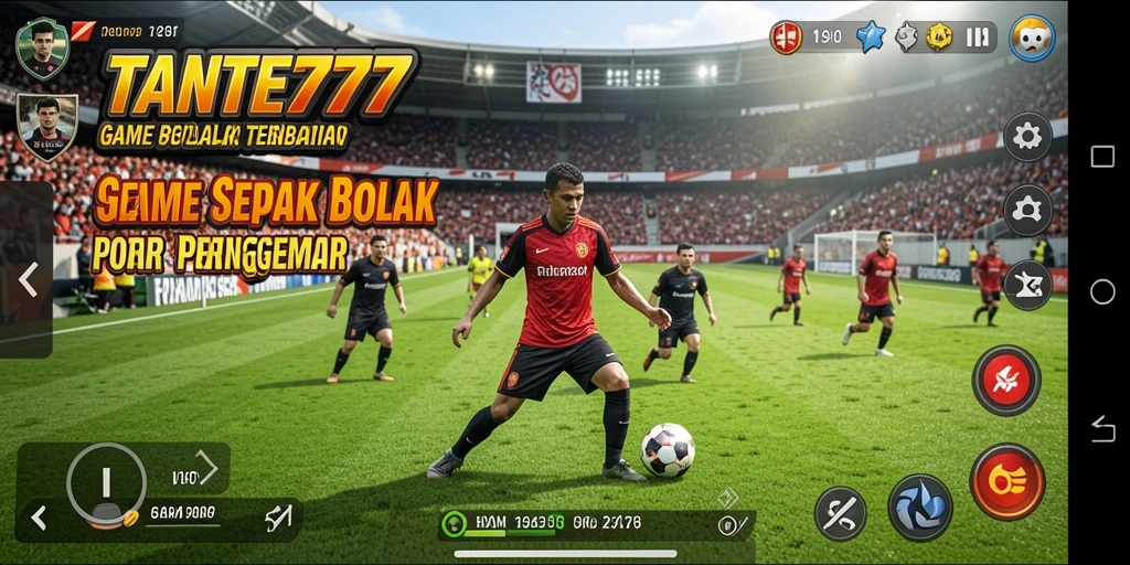 Tampilan gameplay menarik dari TANTE777 yang menampilkan aksi sepak bola.
