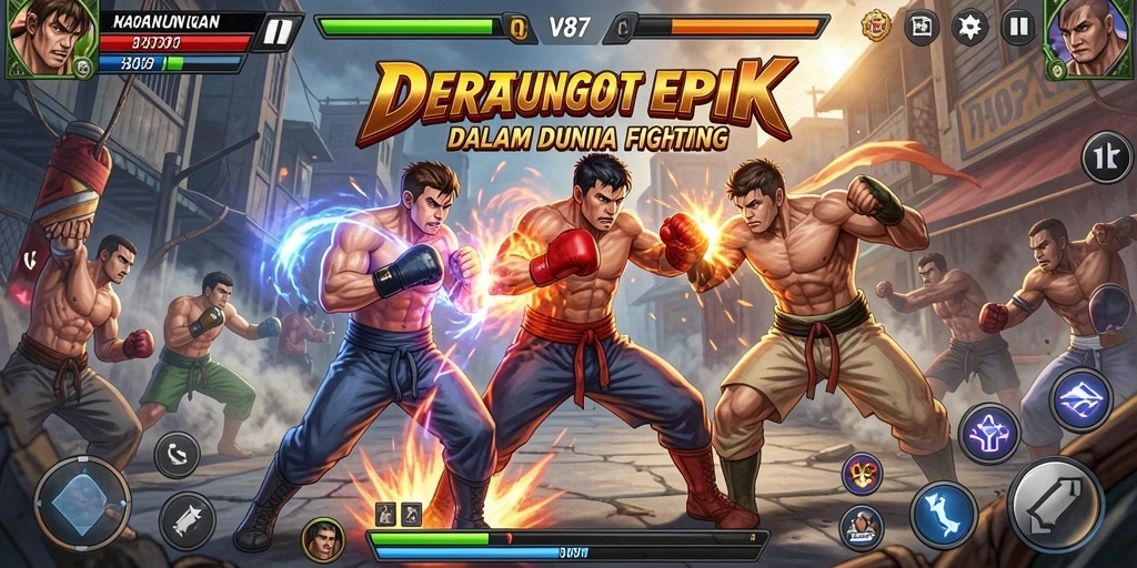Tampilan menegangkan dari pertarungan di V87 dengan karakter unik.