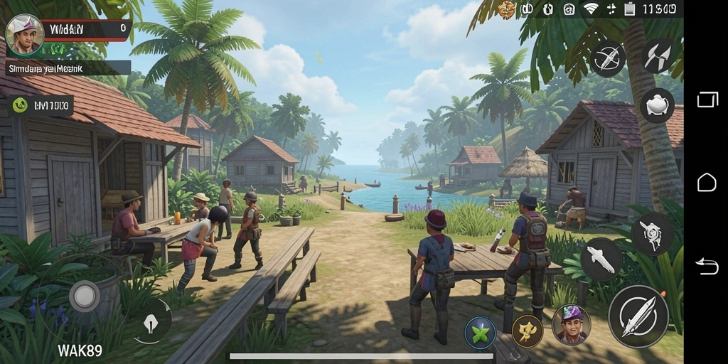 Screenshot permainan WAK89 dengan karakter dalam dunia simulasi.