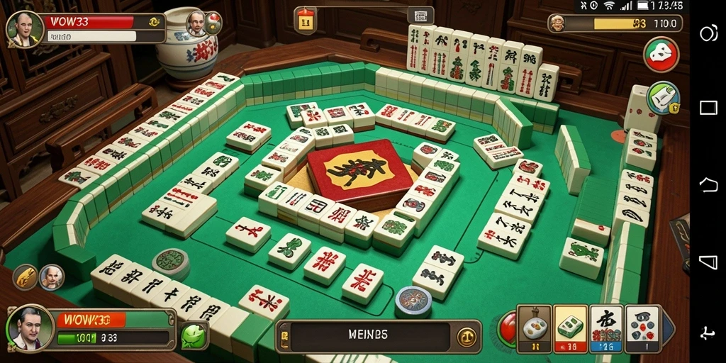Tampilan menarik gameplay Mahjong di WOW33 dengan ubin berwarna-warni.